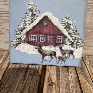 Rustic Red Holiday Cabin Wall Art